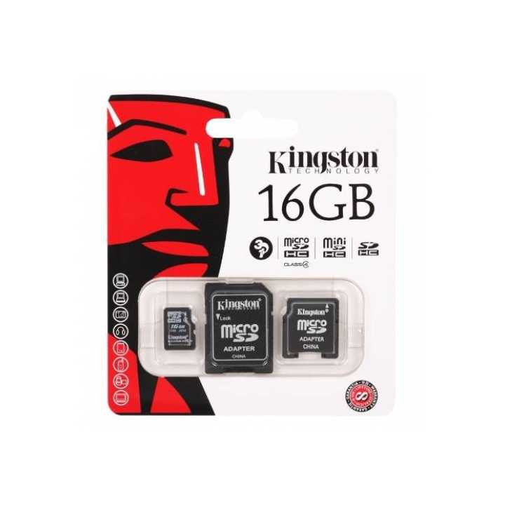 Card microSD 16GB Clasa 4 cu adaptor SD Kingston