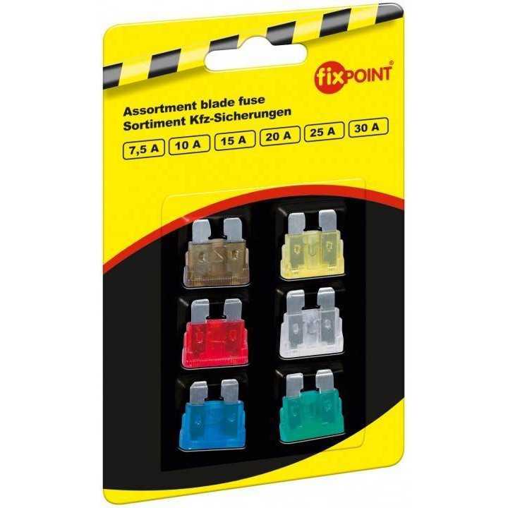 Set sigurante auto 7.5A 10A 15A 20A 25A si 30A Fixpoint 19x13mm