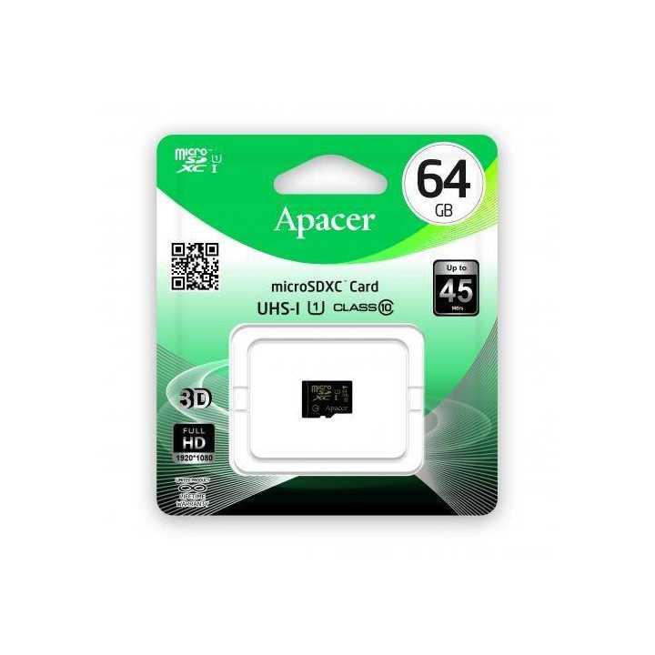Card microSDXC UHS-I 64GB Clasa 10 cu adaptor SD Apacer