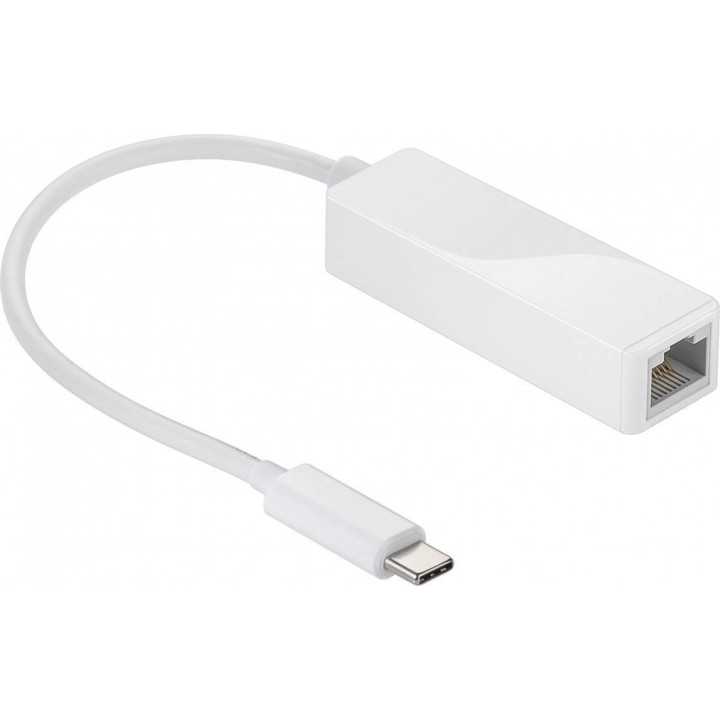 Adaptor RJ45 mama - USB C tata 0.2m alb Goobay
