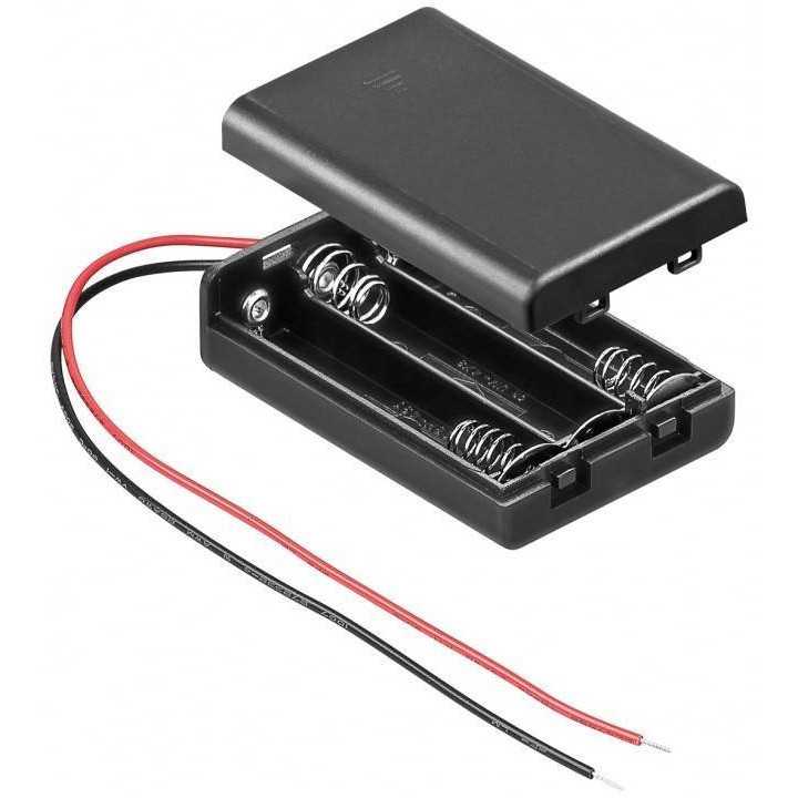 Suport baterie 3x AAA R3 cu capac si fire Goobay