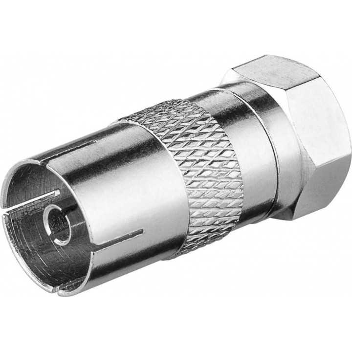 Adaptor coaxial TV mama - F tata din cupru Goobay