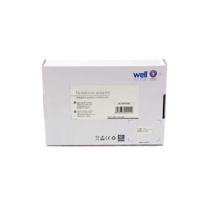 Alimentator pentru laptop Toshiba 19V 3.95A 75W mufa 5.5x2.5mm Well