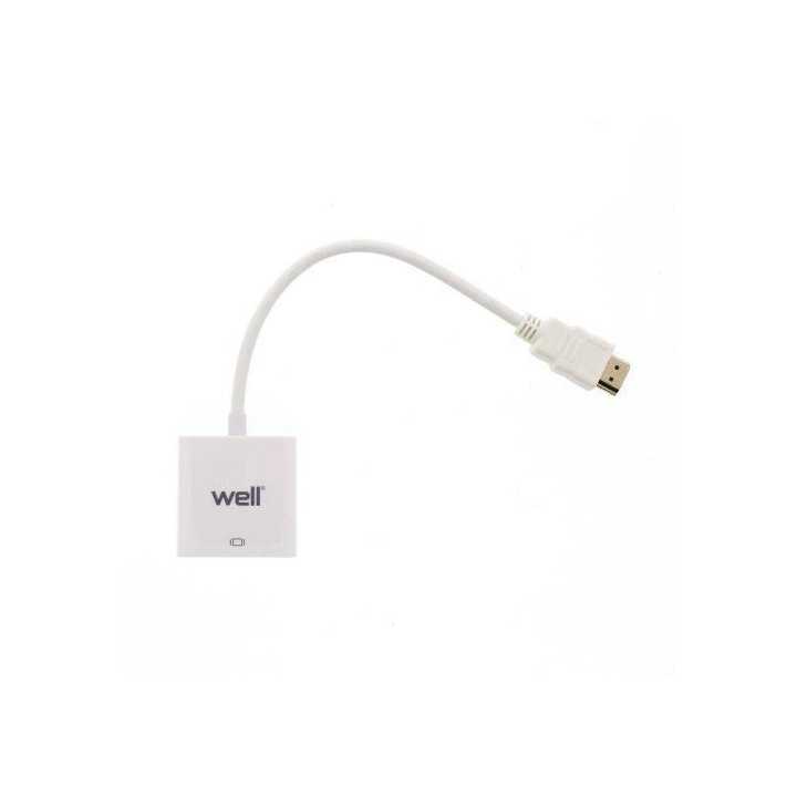 Cablu adaptor HDMI tata la VGA mama Well alb