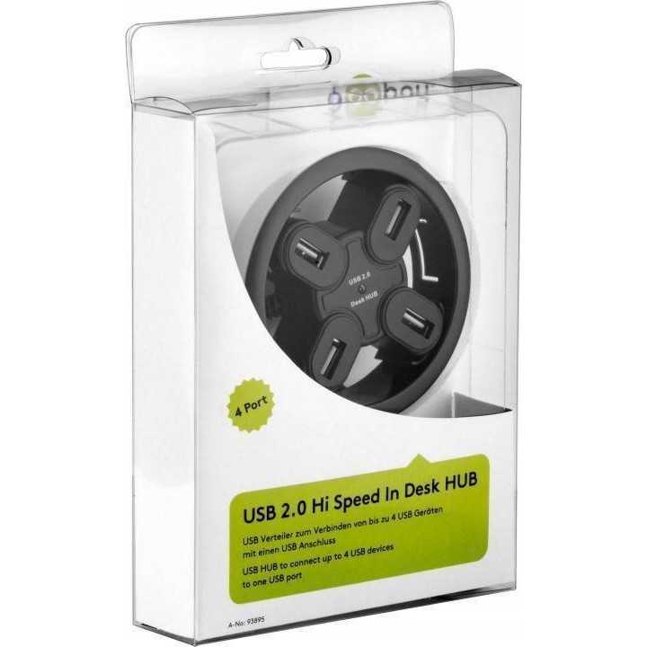 Hub USB 2.0 4 porturi montabil in birou Goobay