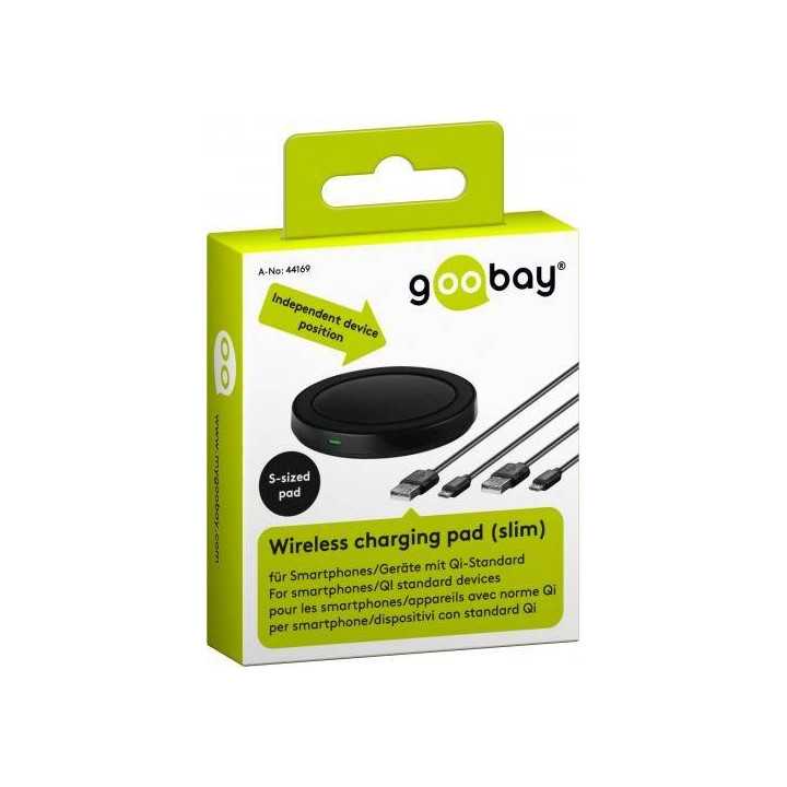 Incarcator wireless plat (S) pentru smartphone/dispozitiv compatibil Qi negru Goobay