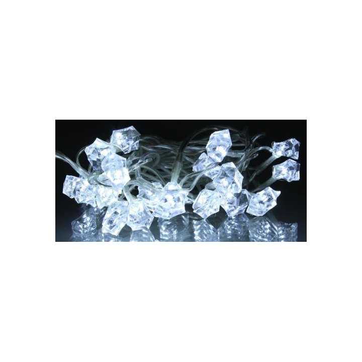 Ghirlanda electrica luminoasa decorativa forma diamant 20 LED albe lumina rece cablu transparent WELL