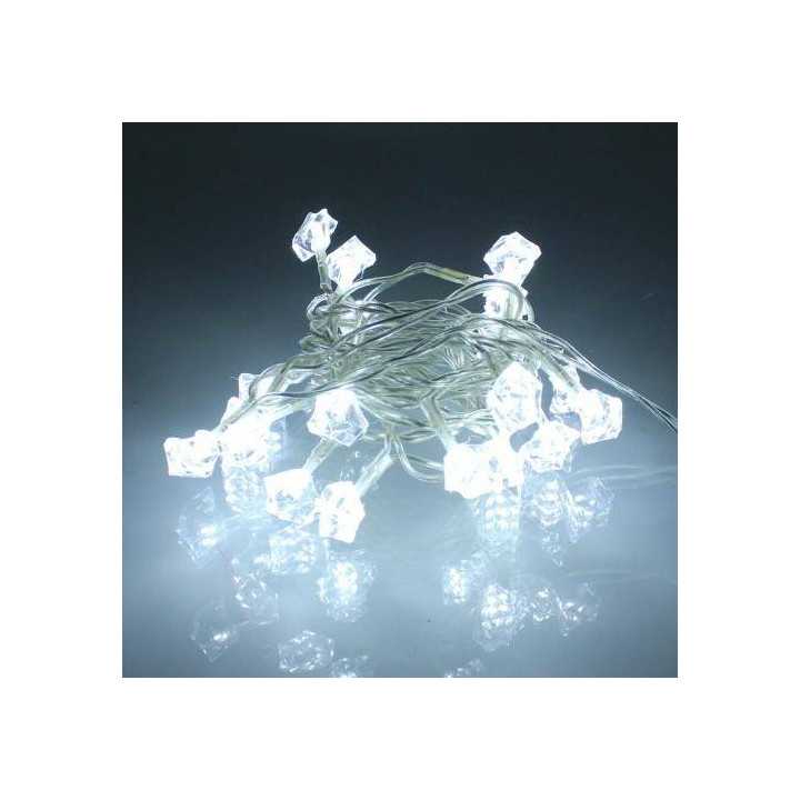 Ghirlanda electrica luminoasa decorativa forma diamant 20 LED albe lumina rece cablu transparent WELL