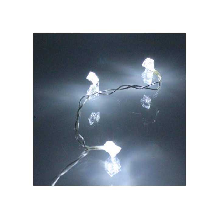 Ghirlanda electrica luminoasa decorativa forma diamant 20 LED albe lumina rece cablu transparent WELL