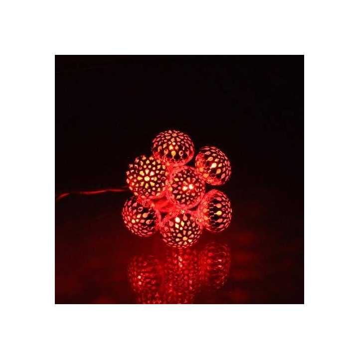 Ghirlanda electrica luminoasa decorativa cu felinar 20 LEDuri rosii cablu transparent WELL