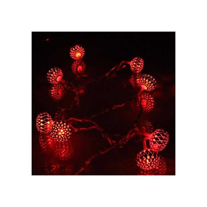 Ghirlanda electrica luminoasa decorativa cu felinar 20 LEDuri rosii cablu transparent WELL