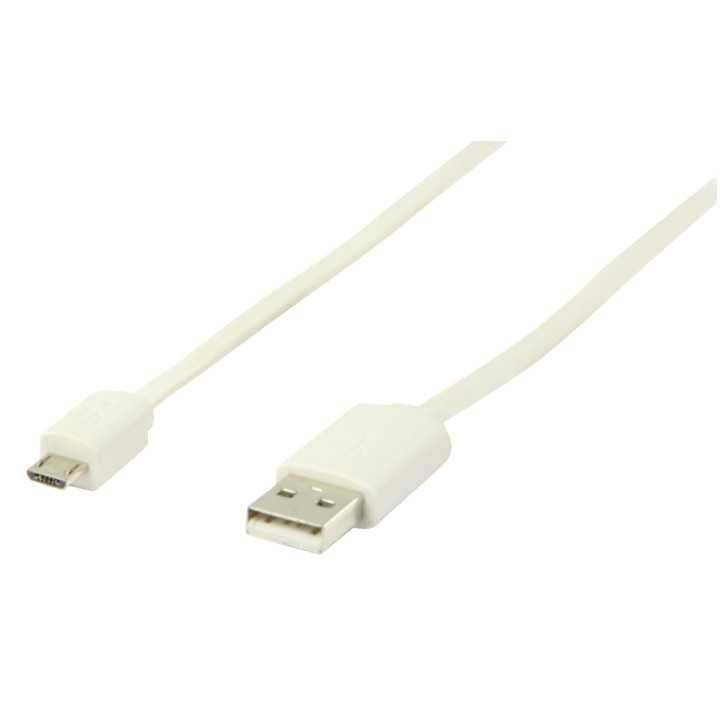 Cablu USB 2.0 USB A tata - micro USB B tata plat 1m alb Valueline