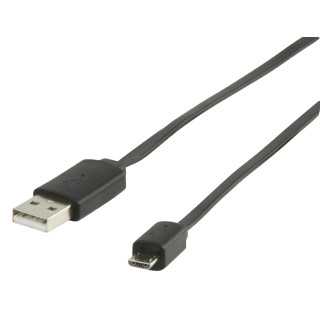 Cablu USB 2.0 USB A tata - micro USB B tata plat 1m negru Valueline