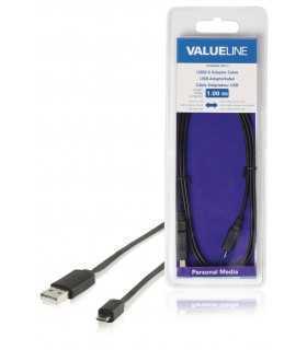 Cablu USB 2.0 USB A tata - micro USB B tata plat 1m negru Valueline