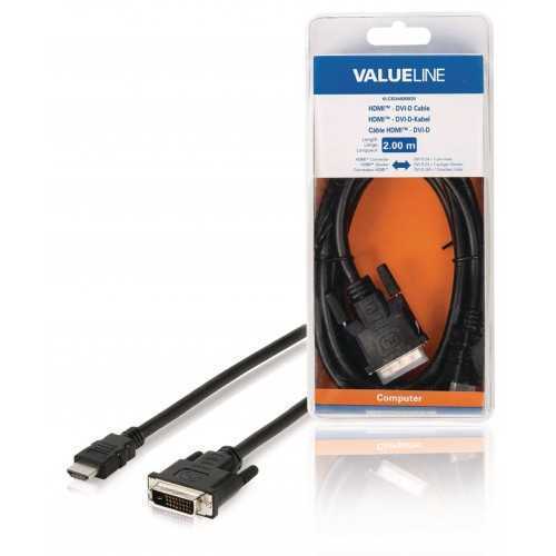 Cablu HDMI-DVI-D conector HDMI - DVI-D 24+1 tata 2m Valueline
