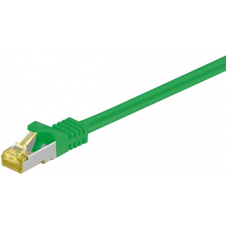 Cablu patch SFTP CAT7 0.25m verde 2x RJ45 cupru ecranat Goobay