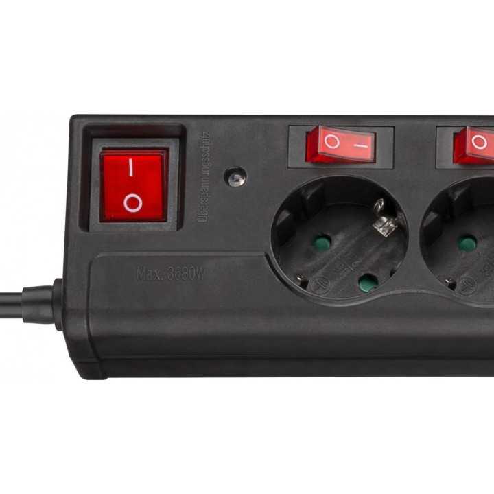 Prelungitor 6 cai 1.5m cu protectie la supraincarcare intrerupatoare individuale Goobay