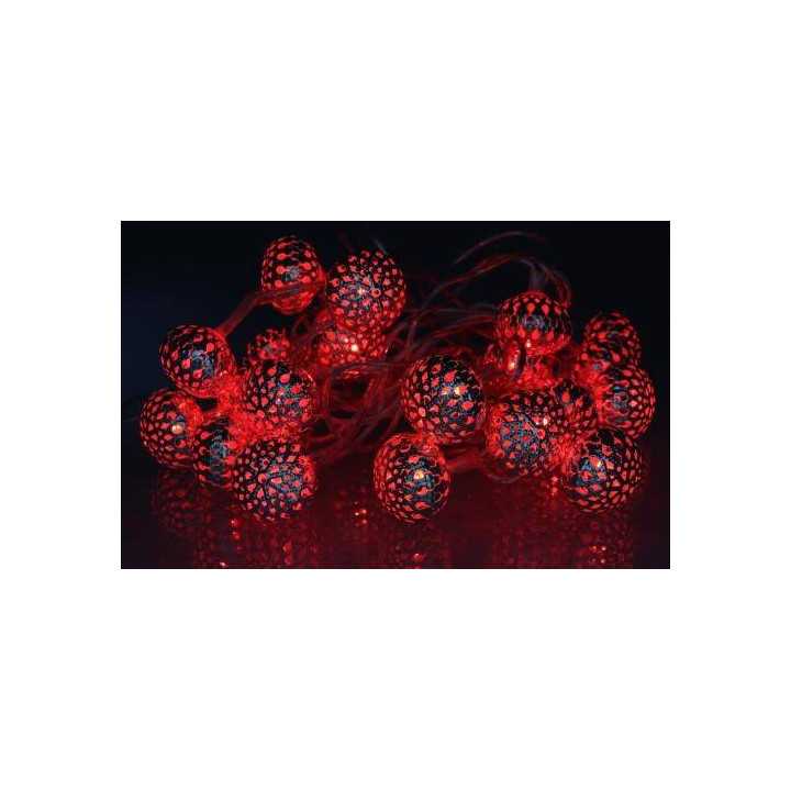 Ghirlanda electrica luminoasa decorativa cu felinar 20 LEDuri rosii cablu transparent WELL