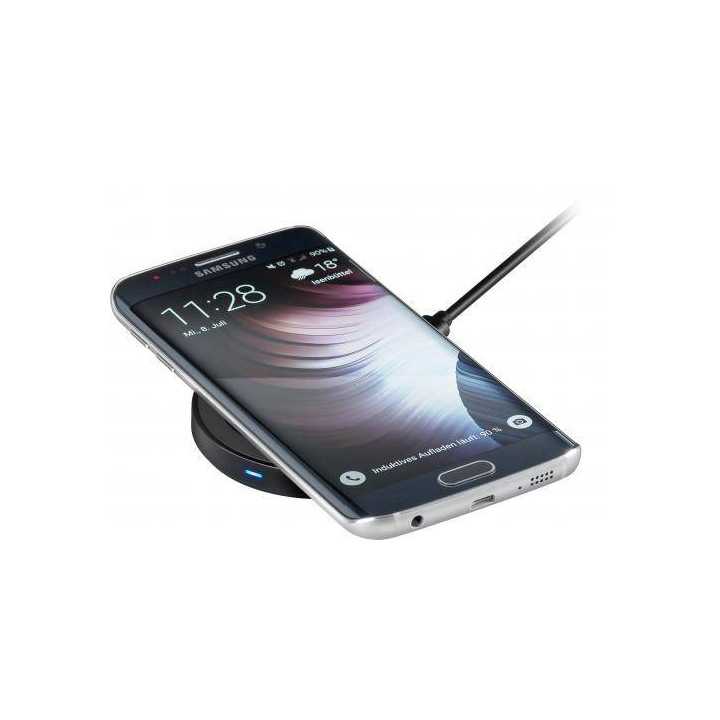 Incarcator wireless plat (S) pentru smartphone/dispozitiv compatibil Qi negru Goobay