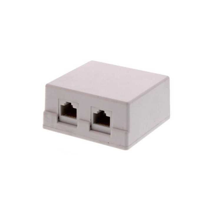 Priza dubla UTP cat6 RJ45 neecranat pe tencuiala Well