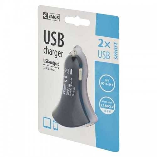 Alimentator incarcator USB 12V/24V la 2x USB 2.1A negru V0212 EMOS