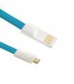 Cablu USB - Micro USB 1m Aurit Cablu Plat Albastru Qoltec