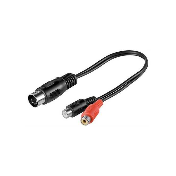 Cablu adaptor DIN tata 180 5 pini la 2x RCA mama 0.2m Goobay