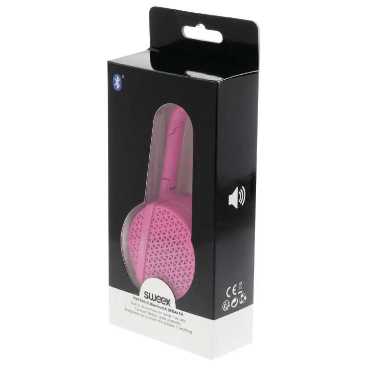 Boxa bluetooth portabila cu clip pentru atasare 3W roz Sweex