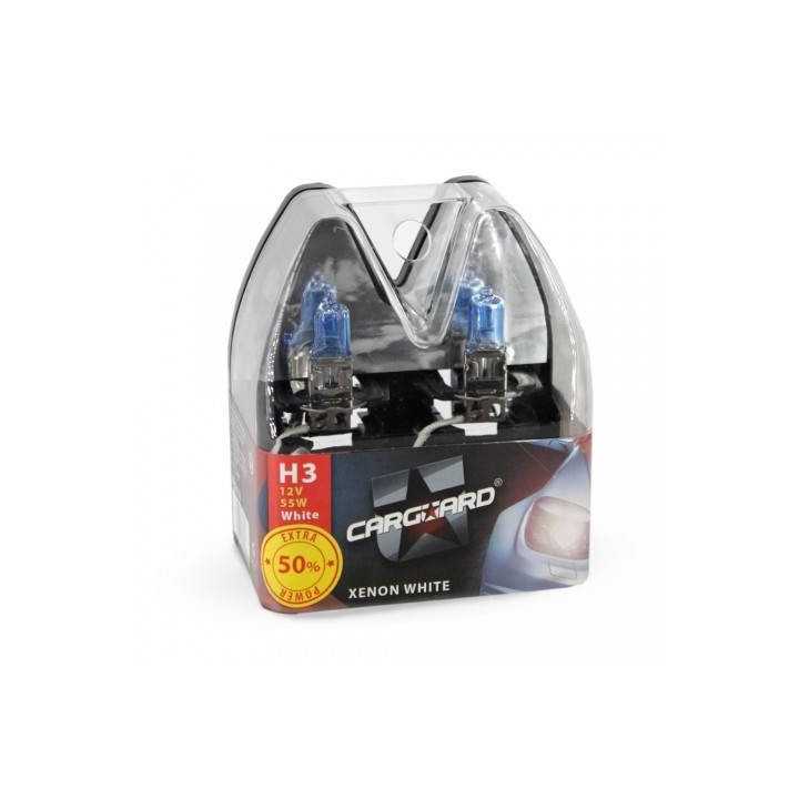 Set de 2 becuri Halogen H3 55W +50% Alb Xenon 12V Carguard