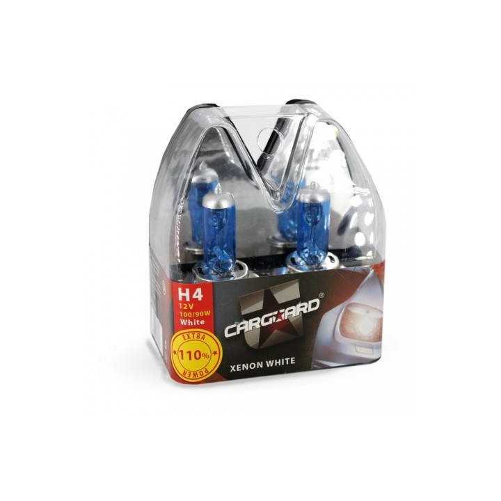 Set de 2 becuri Halogen H4 90W +110% intensitate Alb Xenon 12V Carguard