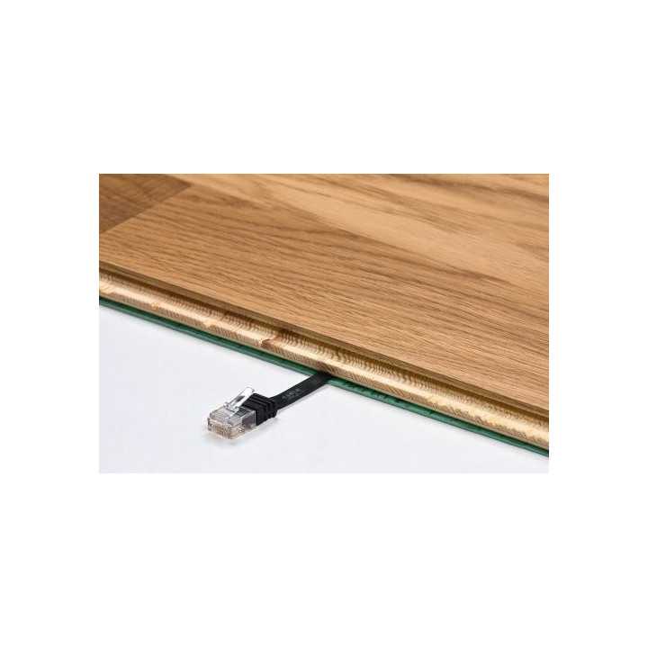 Cablu UTP CAT6 plat mufat 0.5m negru patchcord cupru 2x RJ45 Goobay