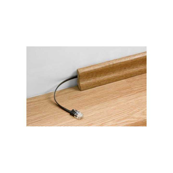 Cablu UTP CAT6 plat mufat 0.5m negru patchcord cupru 2x RJ45 Goobay