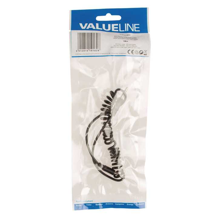 Cablu audio spiralat 3.5 mm tata - 3.5 mm tata 1m Valueline