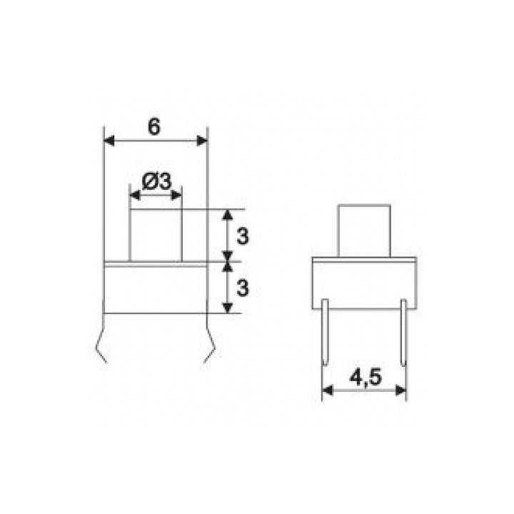 Buton microinterupator OFF-ON buton 3 mm fara retinere 1 circuit 0.05A-12VDC 09002