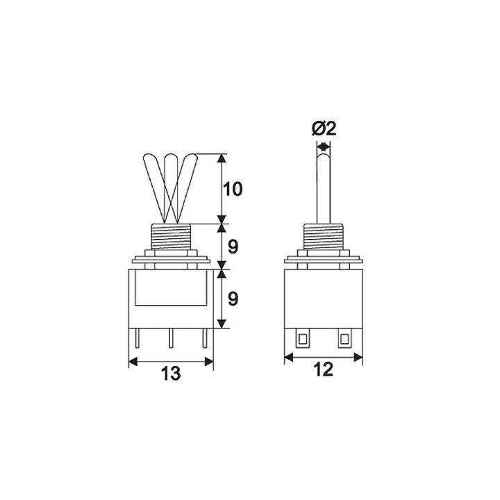 Comutator cu brat 2 circuit 3A 250V ON-OFF-ON