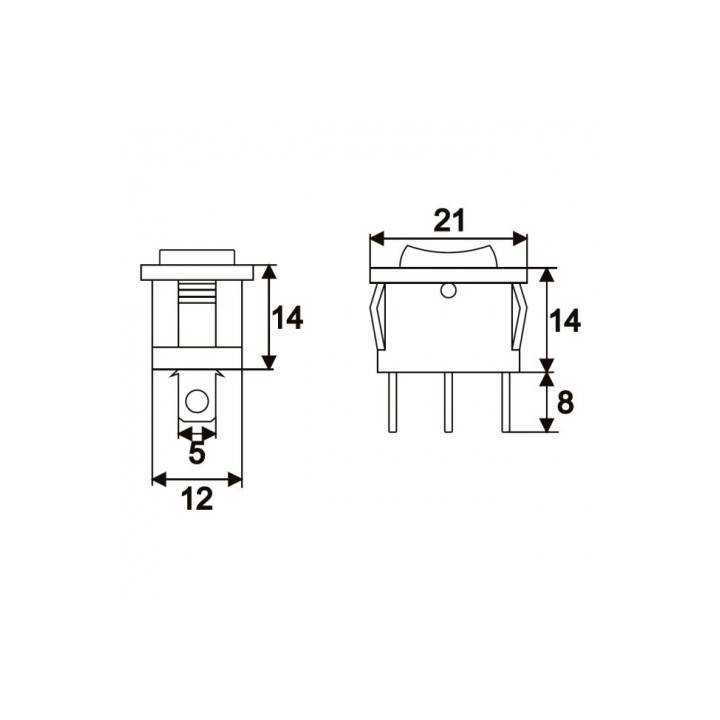 Interupator basculant 1 circuit 3 pini 6A 250V ON-OFF-ON cu retinere