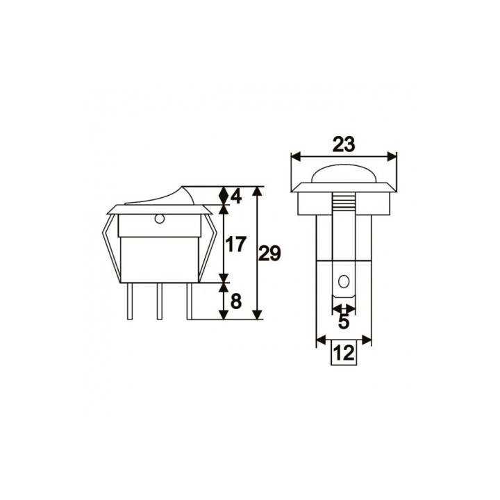 Interupator basculant 1 circuit 3 pini 12V 16A OFF-ON LED verde cu retinere