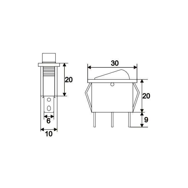 Interupator basculant 3 pini 1 circuit 10A OFF-ON albastru cu retinere