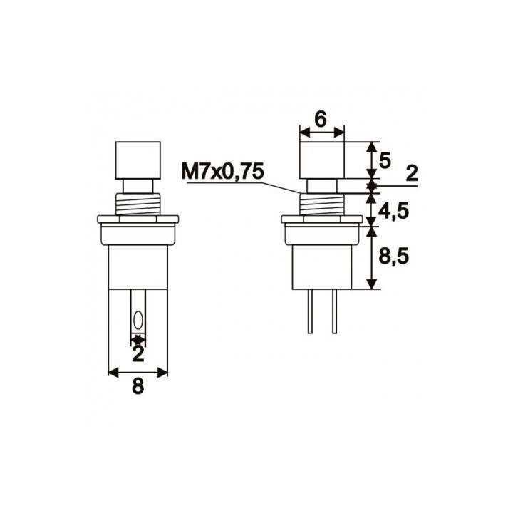 Buton 1 circuit 1.5A 250V OFF-(ON) fara retinere rosu