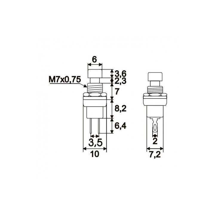 Buton 1 circuit 12VDC ON-(OFF) fara retinere rosu