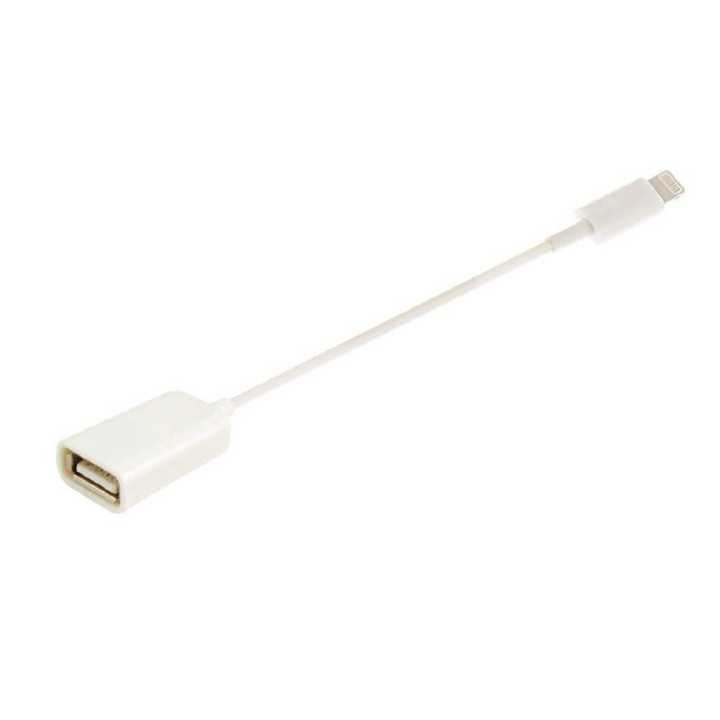 Cablu adaptor OTG USB pentru telefoane si tablete Apple Lightning 0.1m alb max. IOS 11