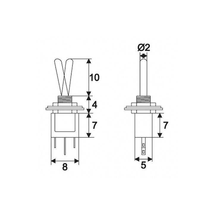 Comutator cu brat 1 circuit 1A-250V ON-ON