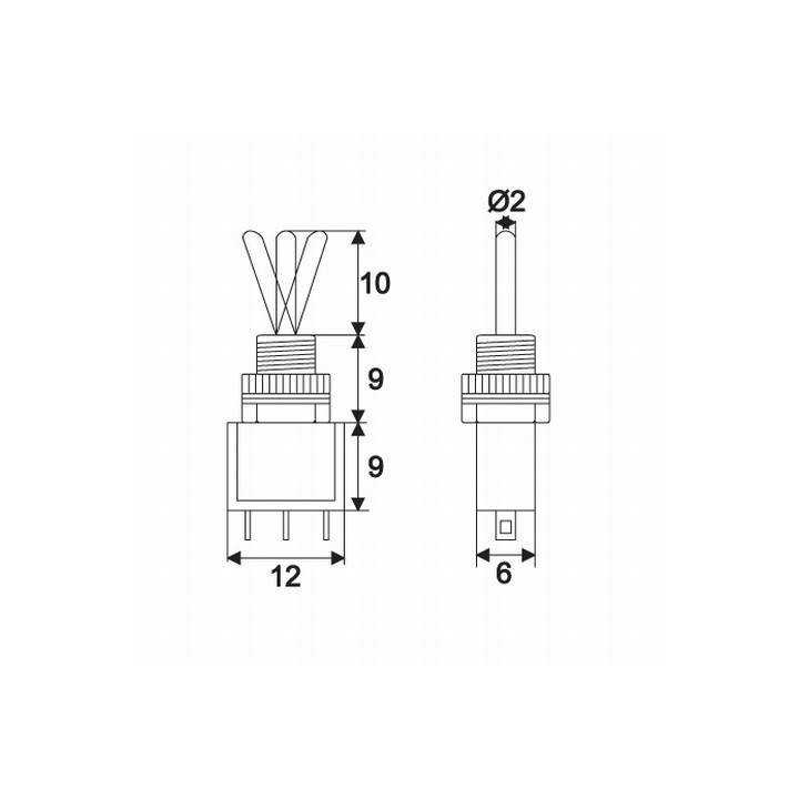 Comutator cu brat 1 circuit 3A 250V ON-OFF-ON