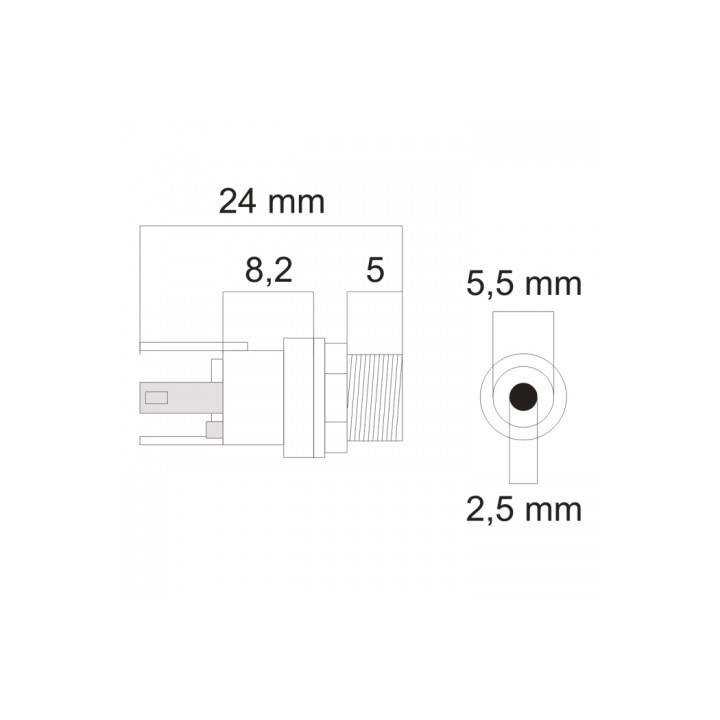 Mufa DC mama montabil panou 5.5x2.5 mm 05158