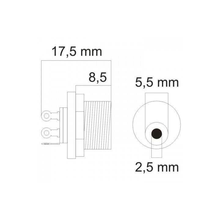Mufa DC montabil 5.5x2.5 mm mama panou