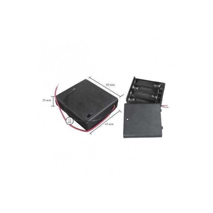 Suport baterii 4x AA cu capac intrerupator si fire