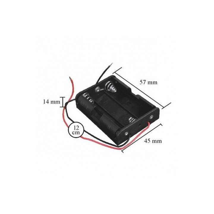Suport baterii 3x AA cu fire 12cm