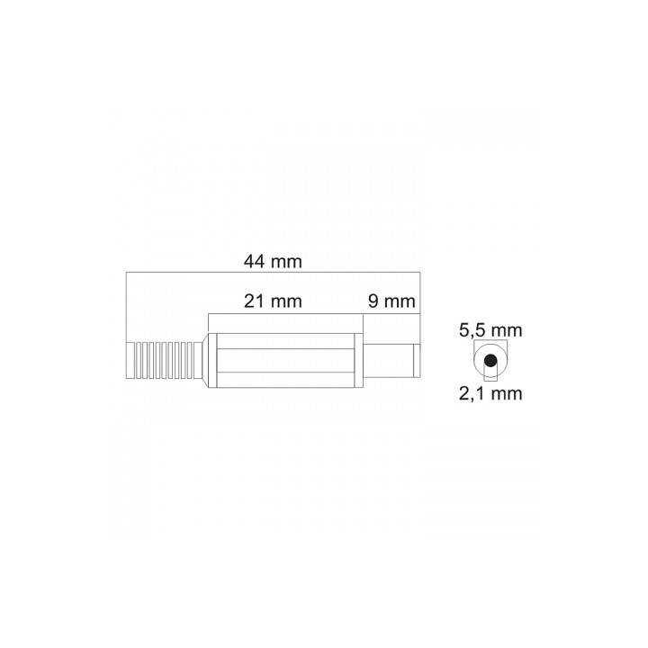 Mufa DC 2.1x5.5mm tata pin 9mm cu protector cablu Goobay