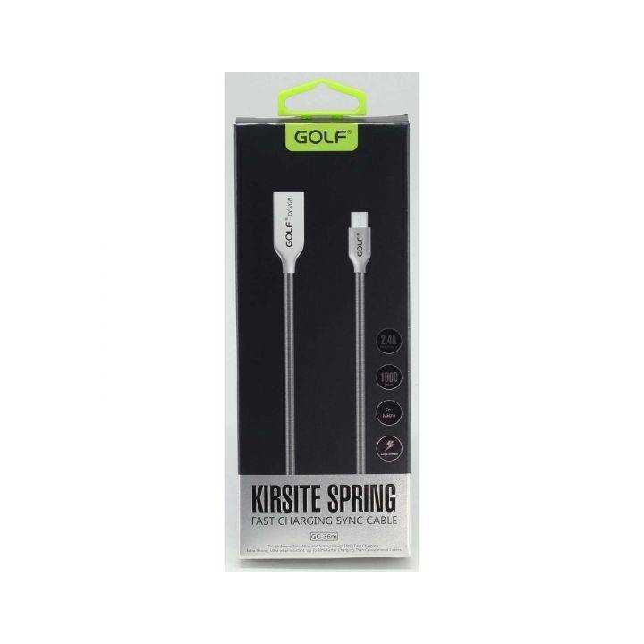 Cablu Kirsite Micro USB Golf 36M argintiu 1m 2.4A Fast Charging