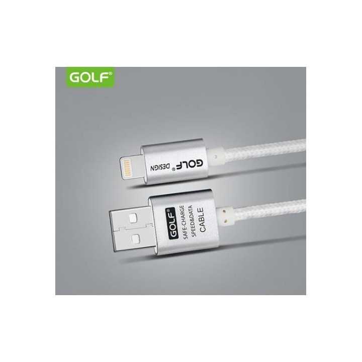 Cablu METAL iPhone Golf 10i argintiu 1m 2.1A Fast Charging